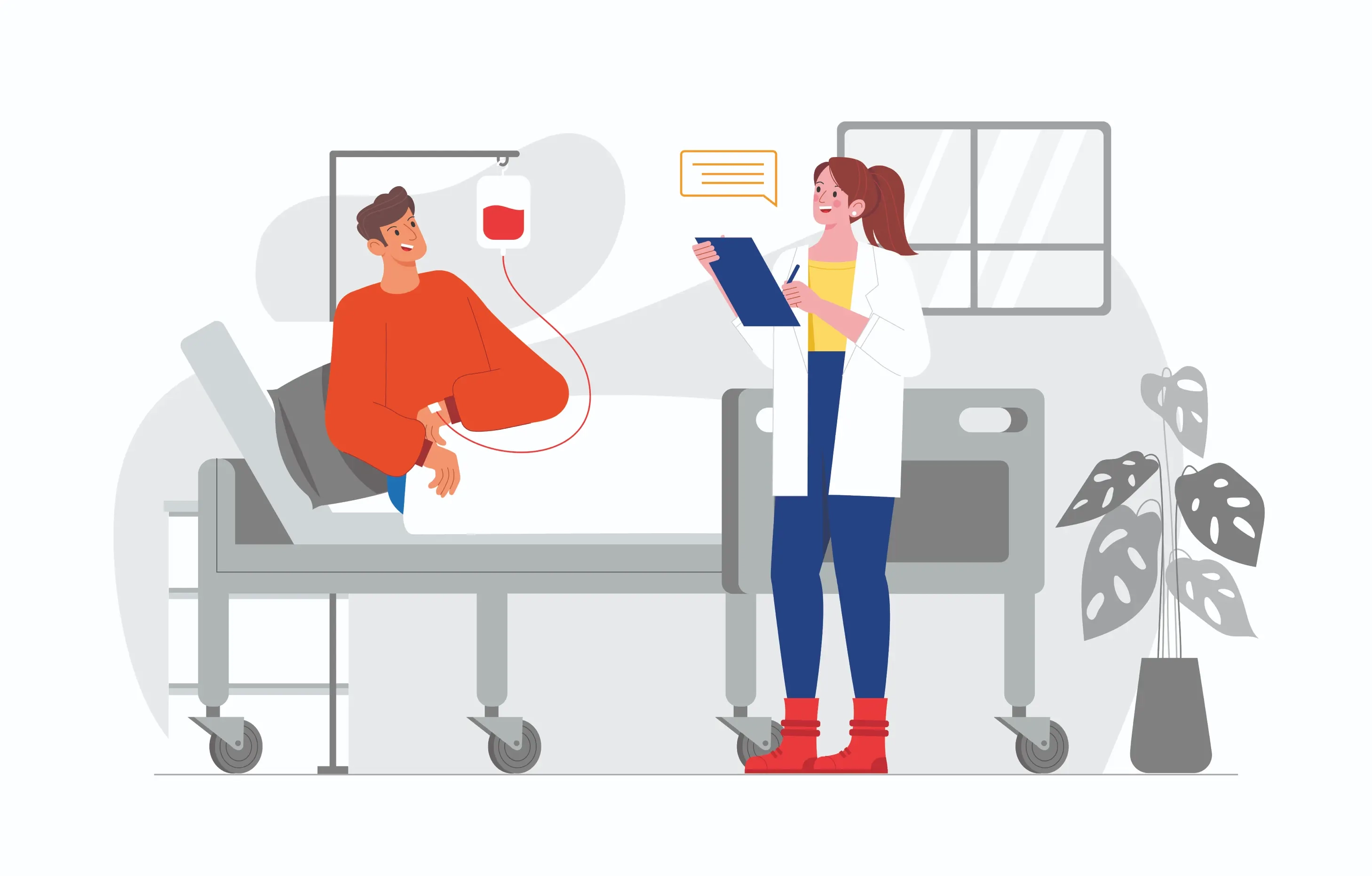 Doctor Therapist Talking to Disabled Patient Illustration