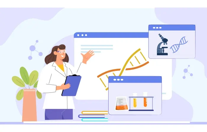 Doctor and DNA Testing Concept Vector Illustration