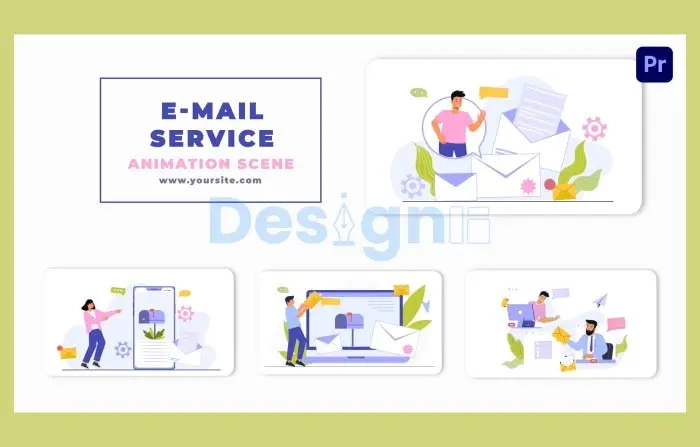 E Mail Service 2d Character Animation Scene