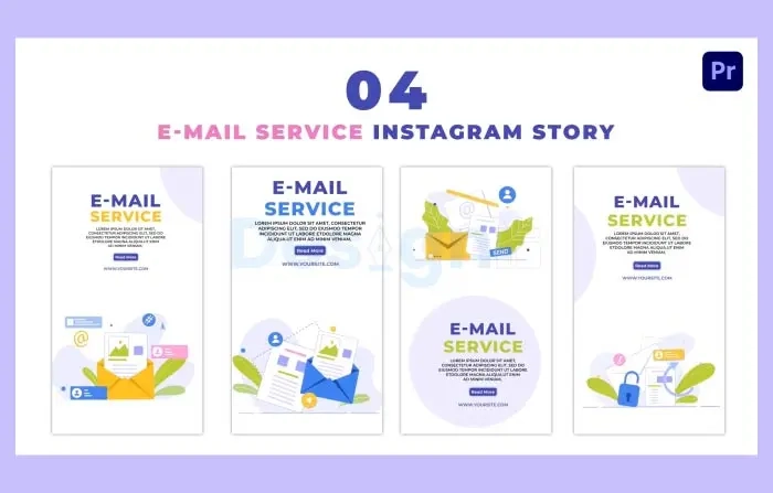 E Mail Service Concept Flat Character Instagram Story