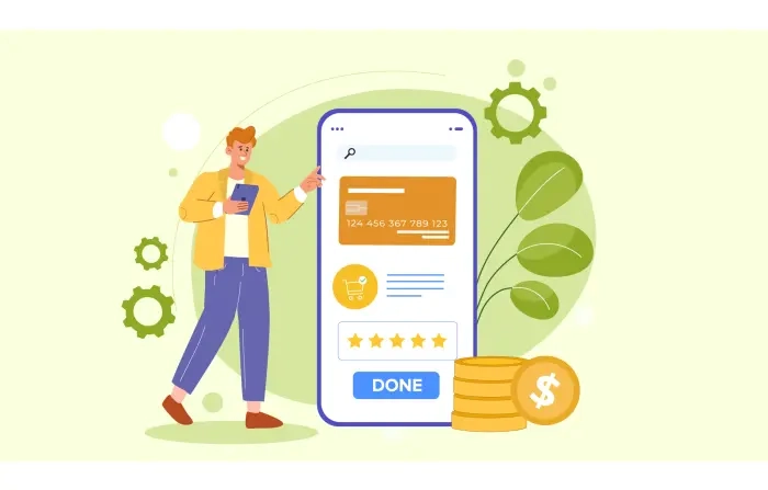 E-Wallet Card Payment Approval Flat Character Illustration