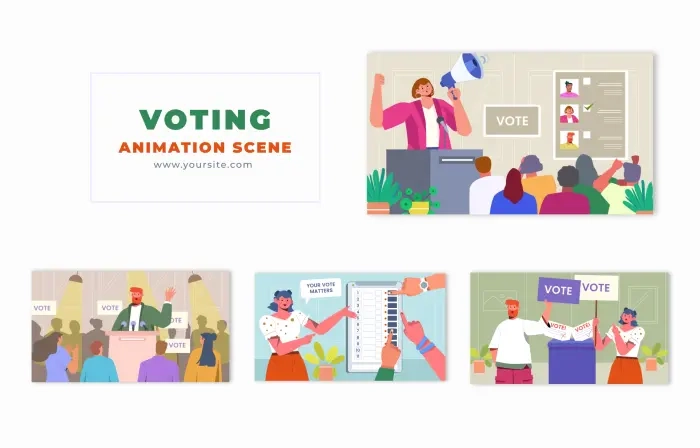 Election Voting Flat Vector Animation Scene