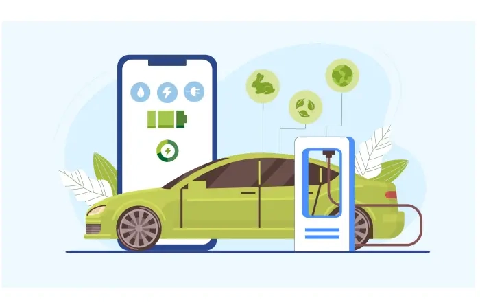 Electric Car Charging Visual Design Concept Illustration