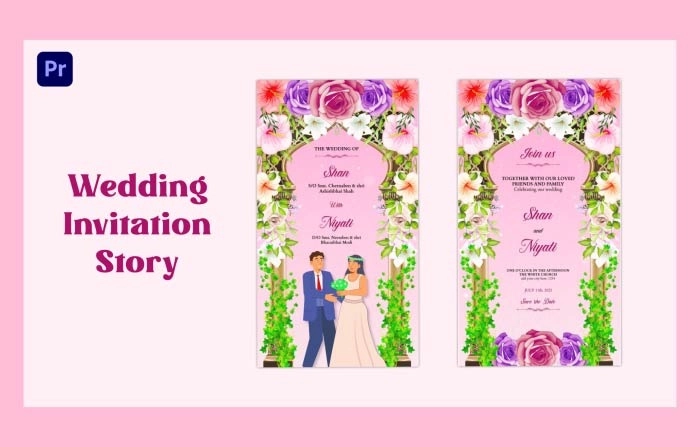 Elegant Design Premiere Pro Wedding Invitation Story Template