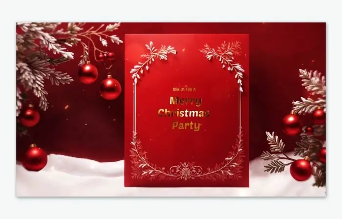 Elegant Golden 3D Christmas Party Invitation Card Slideshow