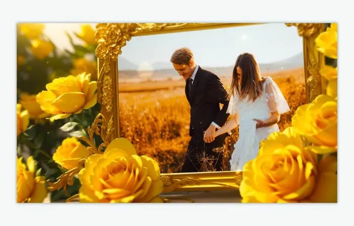 Elegant Golden Theme 3D Wedding Invitation Slideshow