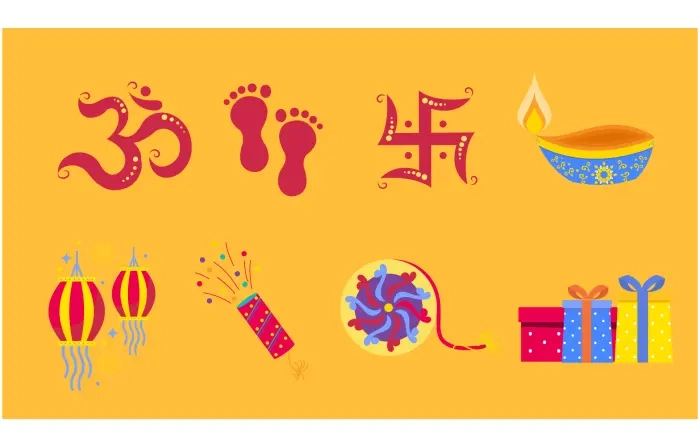 Elements Set of Diwali Festival Icons Bundle image