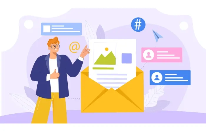Email Marketing Flat Character and Statistical Infographics Illustration image