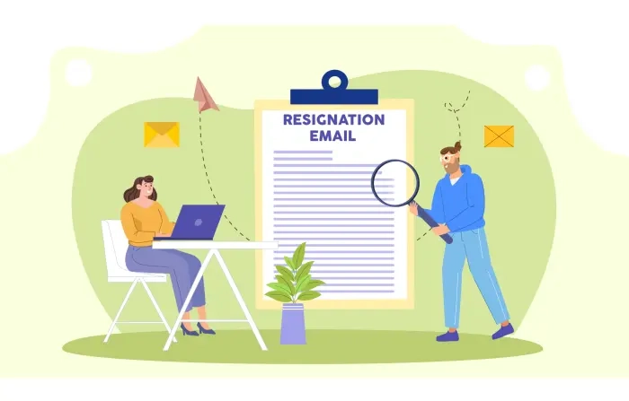 Email Resignation Note Flat Vector Visual Illustration
