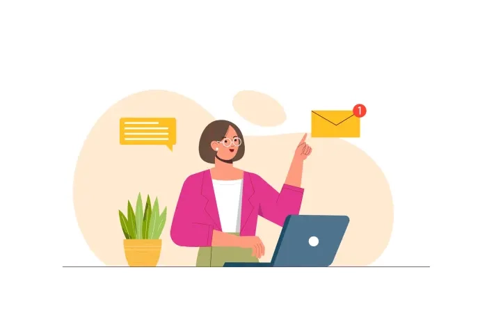 Email Service Concept Receiving Letters Flat Design Illustration image