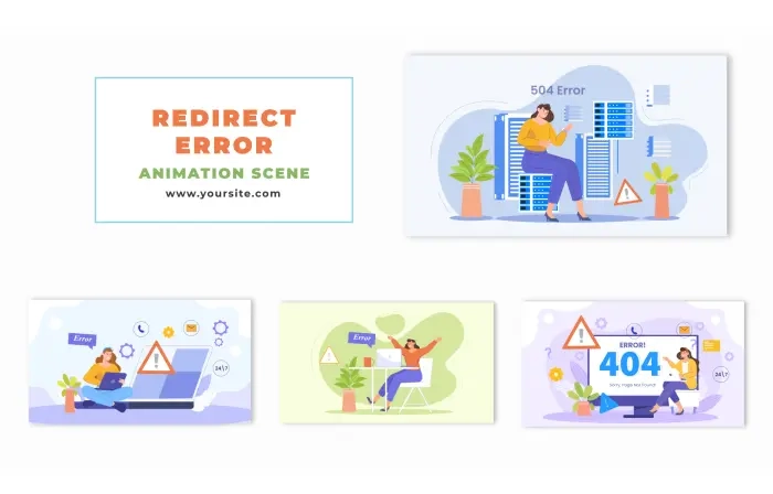 Error Page Redirection Flat Vector Animation