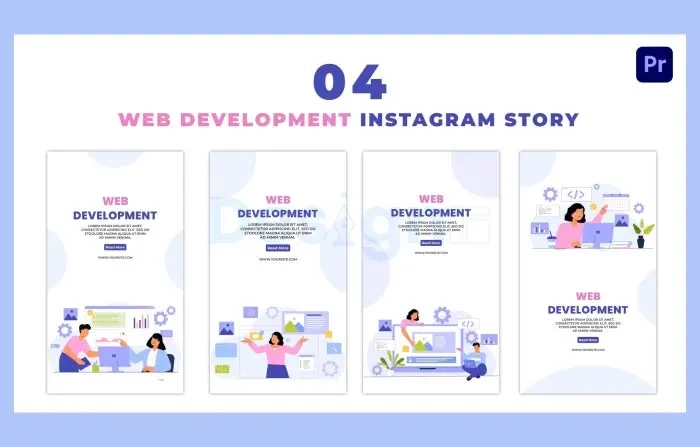 Eye Catching 2D Character of Web Development Instagram Story