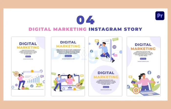 Eye Catching Digital Marketing Flat Character Instagram Story