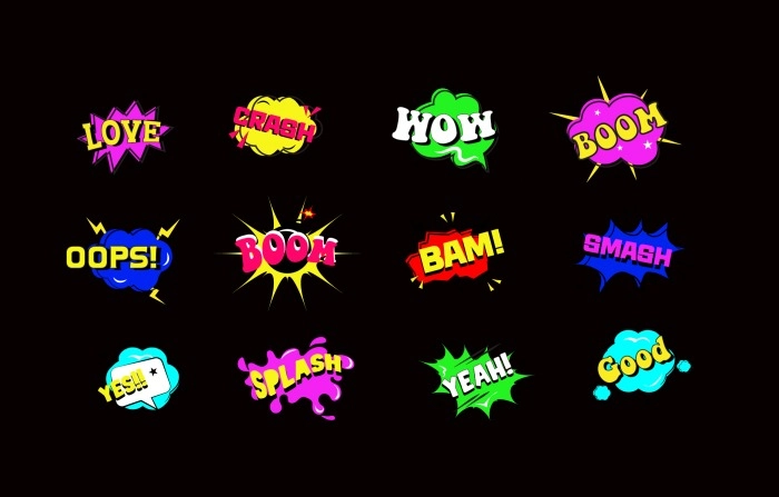 Eye Catching Pop Text Stickers Illustration