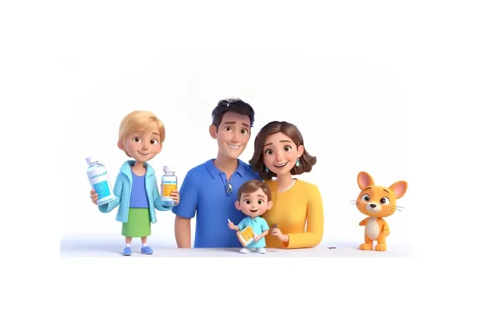 Family Healthcare 3D Character Design Illustration