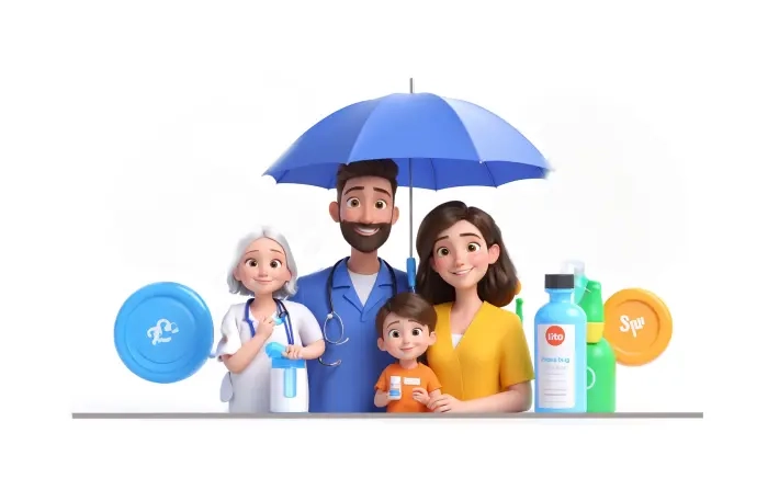 Family Healthcare Concept 3D Design Illustration