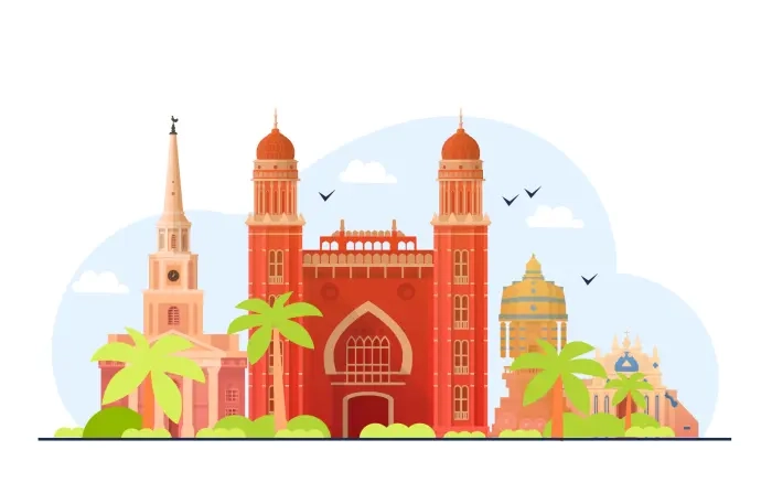 Famous Place of Chennai City Vector Illustration