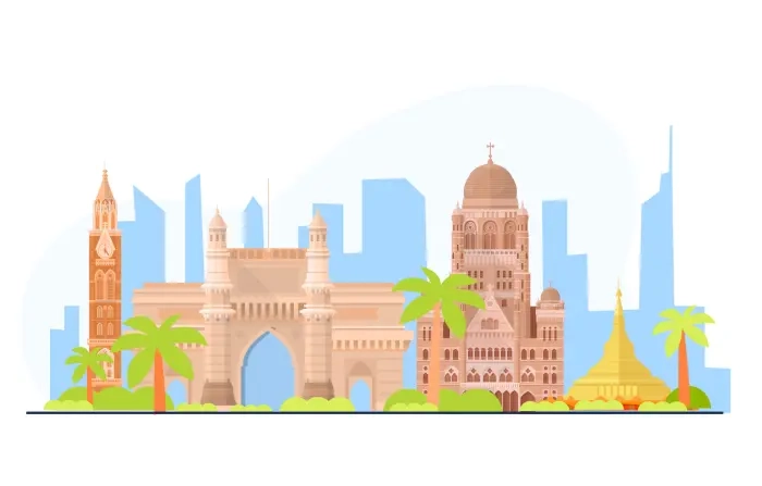 Famous Place of Mumbai City Vector Illustration image