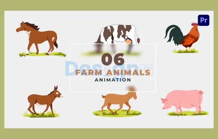 Farm Animals Flat Character Animation Scene