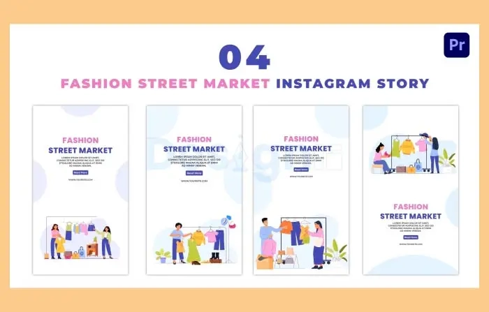 Fashion Street Market Flat Vector Instagram Story