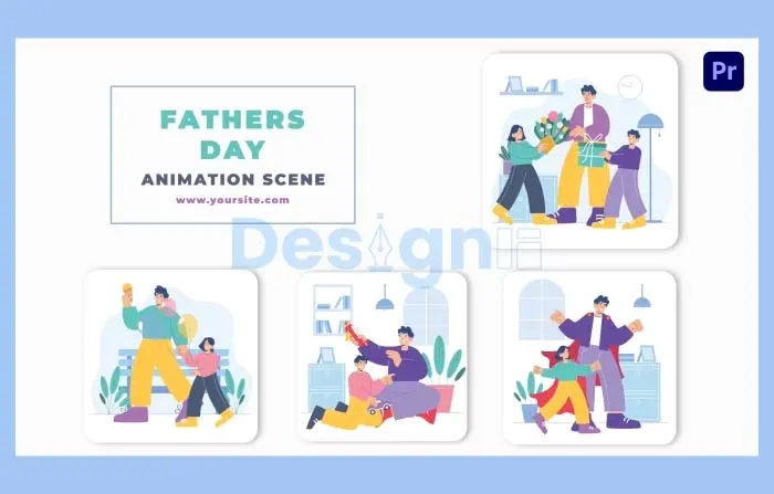 Fathers Day Flat Character Animation Scene