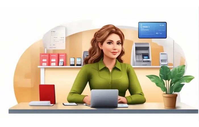 Female Bank Employee 3D Character Illustration