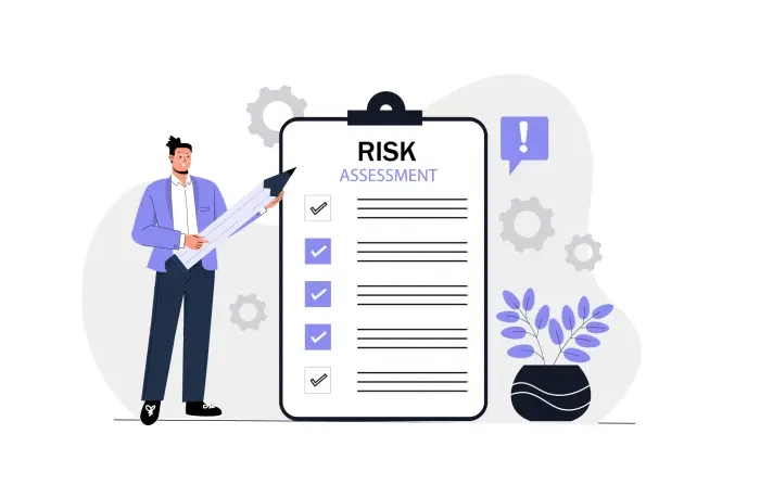 Financial Risk Assessment Flat Character Stock Design Illustration