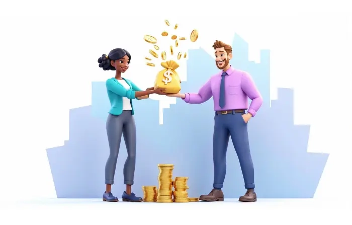 Financial Transaction Illustration with 3D Character Design image