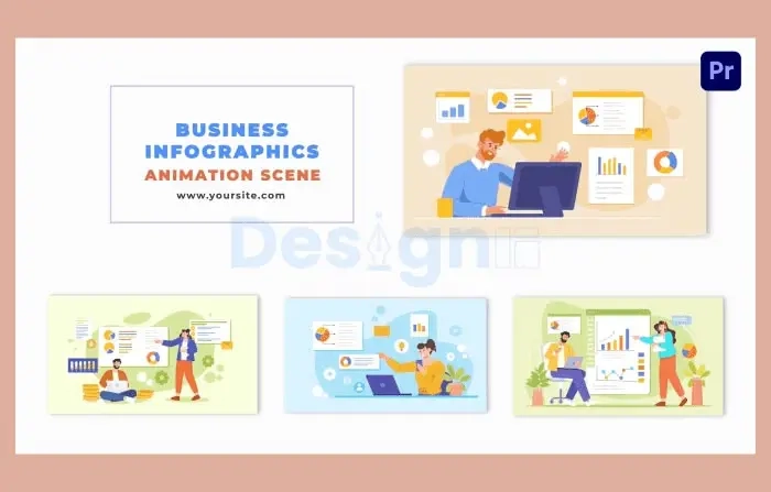 Flat 2D Business Infographics Design Animation Scene