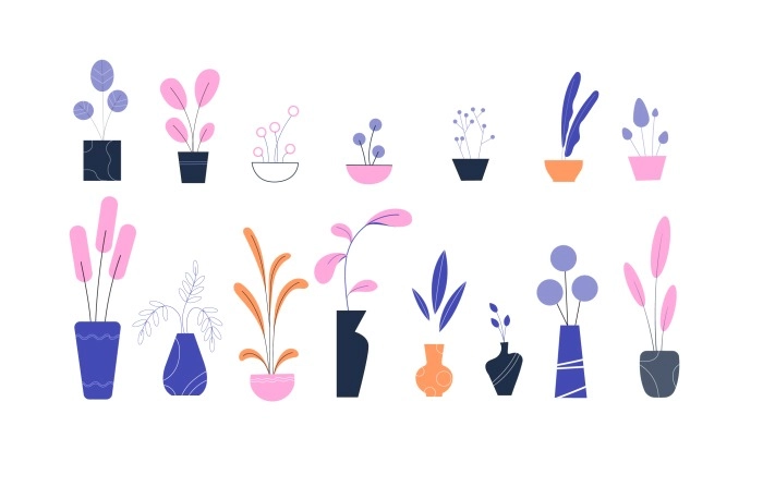 Flat 2D Vase Images Illustration