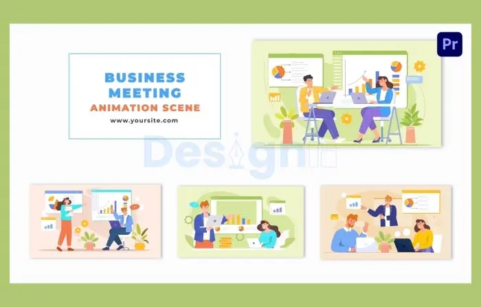 Flat Character Business Meeting Animated Scene