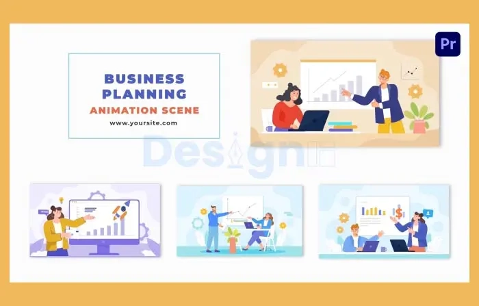 Flat Character Design Corporate Business Strategy Animation Scene