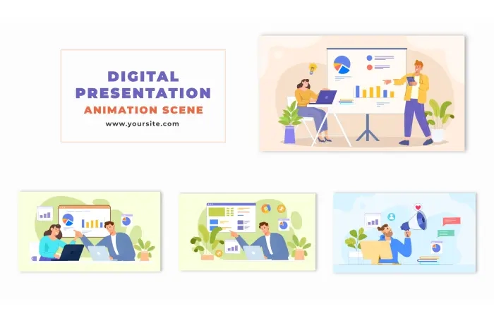 Flat Character Digital Presentation Animation Scene