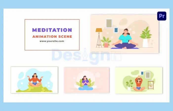 Flat Character Engaged in Meditation Animation Scene
