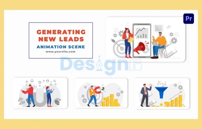 Flat Character Generating New Leads Animation Scene