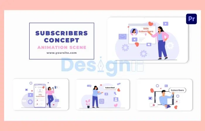 Flat Character Subscribers Concept Animation Scene