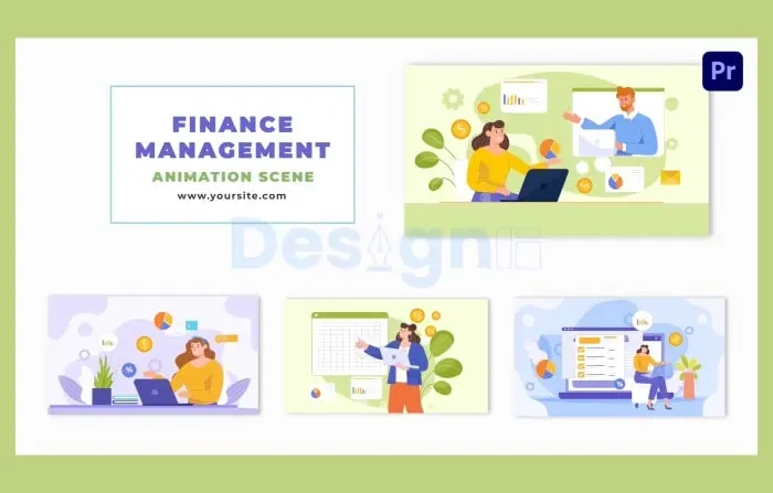 Flat Design Cartoon Character Financial Planning Animation Scene