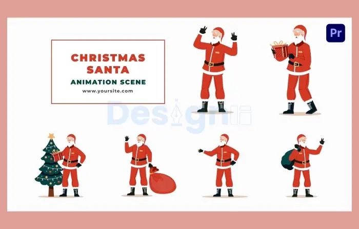 Flat Design Character 2D Santa Claus Animation Scene