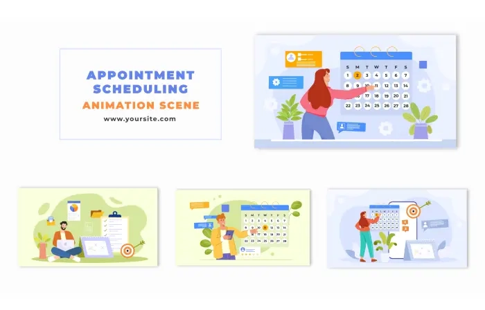 Flat Design Character Scheduling Appointments Animation Scene