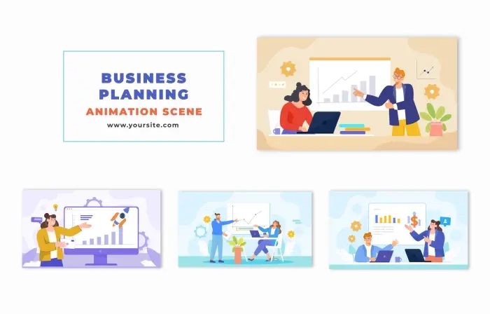 Flat Design Corporate Business Strategy Animation Scene