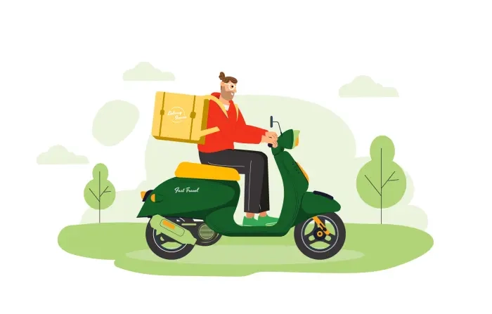 Flat Design Delivery Person Cartoon Character Illustration