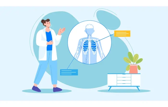 Flat Design Doctor Character Explaining X-Ray Results