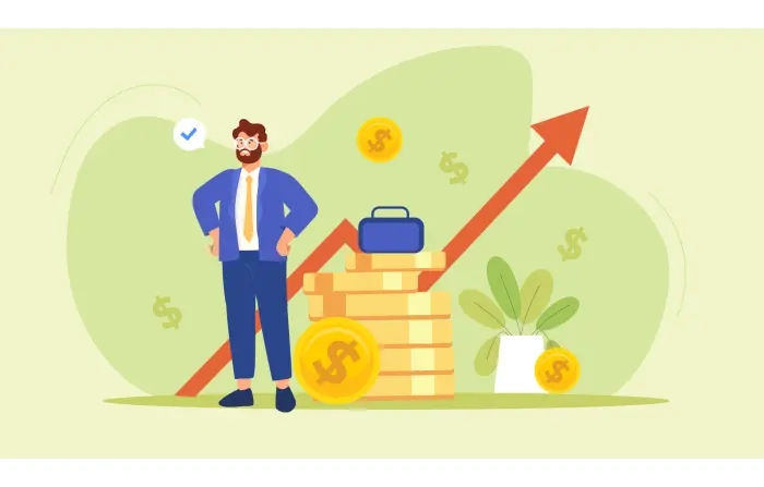 Flat Design Illustration of Investment Growth Assessment in Vector image