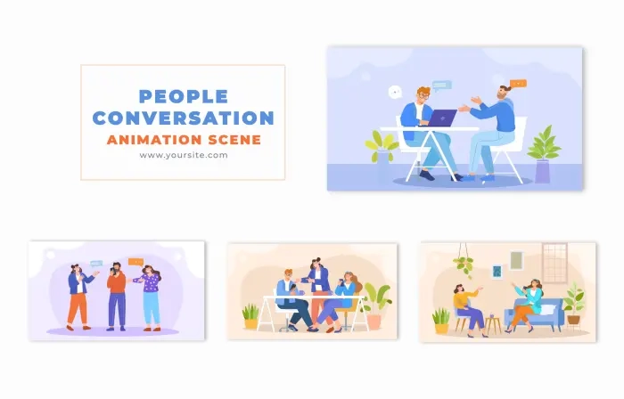 Flat Design Office Meeting Conversations Animation Scene