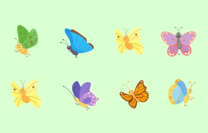 Flat Design of Colorful Butterfly Character image