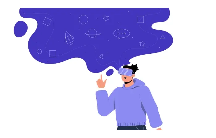 Flat Design of VR and AI Technology Experience Boy Illustration