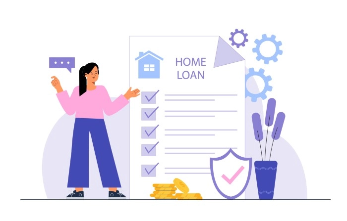 Flat Girl Vector Home Loan Operation image