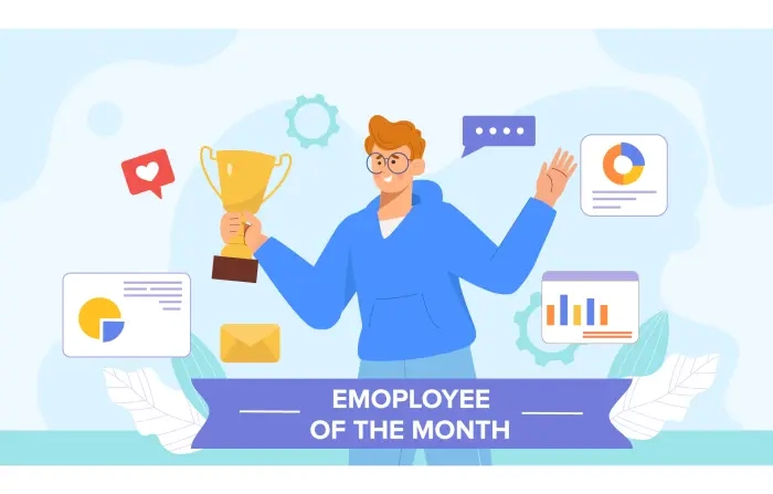 Flat Style Employee of the Month Character Illustration image