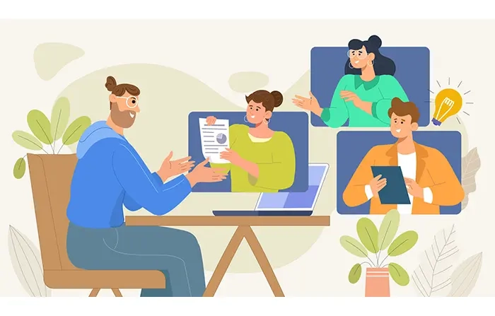 Flat-Style Webinar Graphic with Characters Illustration image