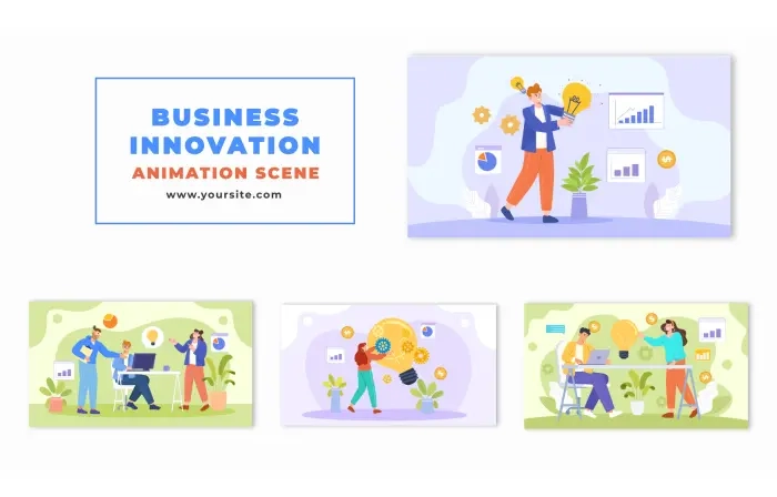 Flat Vector Business Innovative Progress Animation Scene